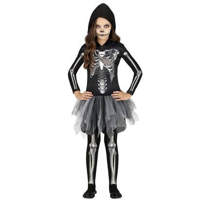 Skelet Halloween Kostuum Meisje Capuchon van Fiestas Guirca koop je bij Partywinkel