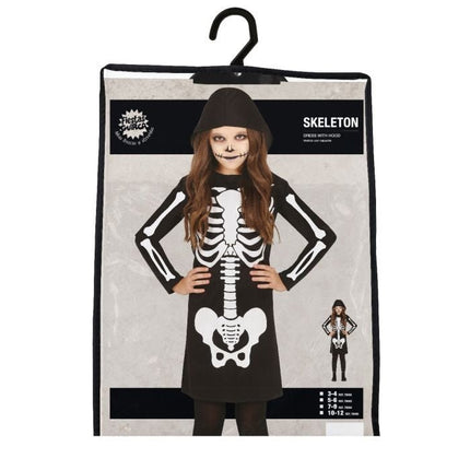 Skelet Halloween Kostuum Meisje Zwart Wit van Fiestas Guirca koop je bij Partywinkel