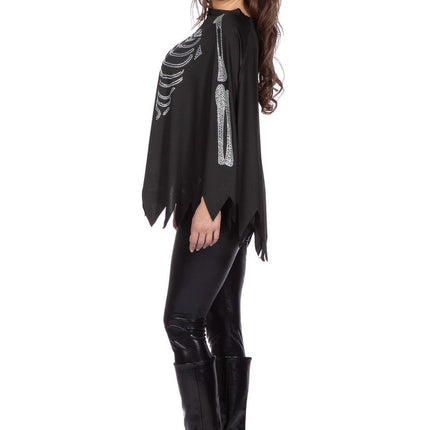 Skelet Poncho Zwart Zilver Strass van Wilbers & Wilbers koop je bij Partywinkel