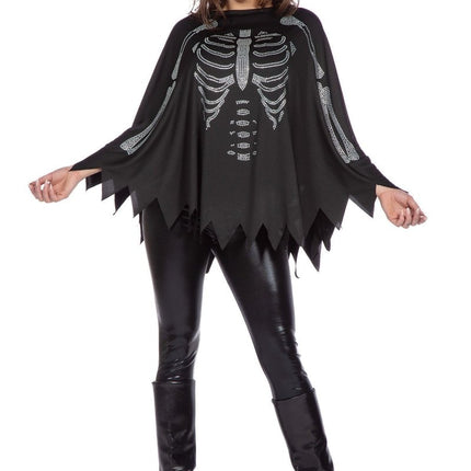 Skelet Poncho Zwart Zilver Strass van Wilbers & Wilbers koop je bij Partywinkel
