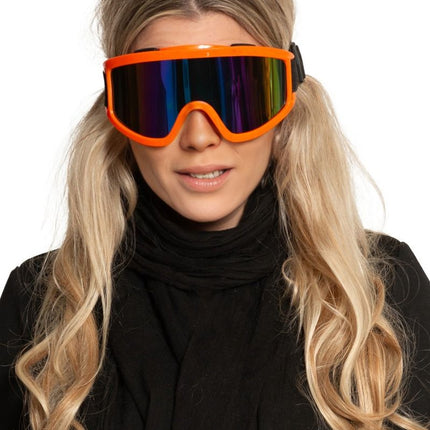 Ski Bril Oranje van Partychimp koop je bij Partywinkel