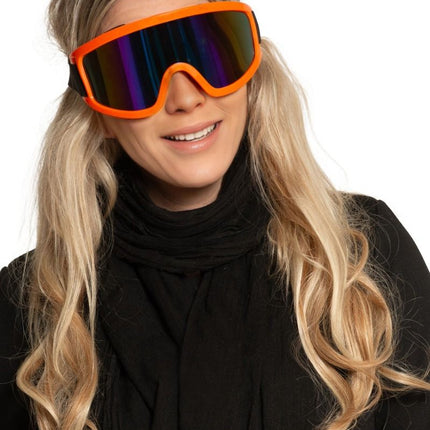 Ski Bril Oranje van Partychimp koop je bij Partywinkel