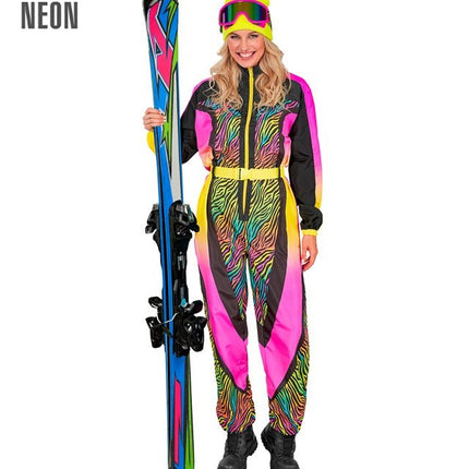 Skier/Snowboarder Zebra Roze geel Multi Dames van Widmann koop je bij Partywinkel