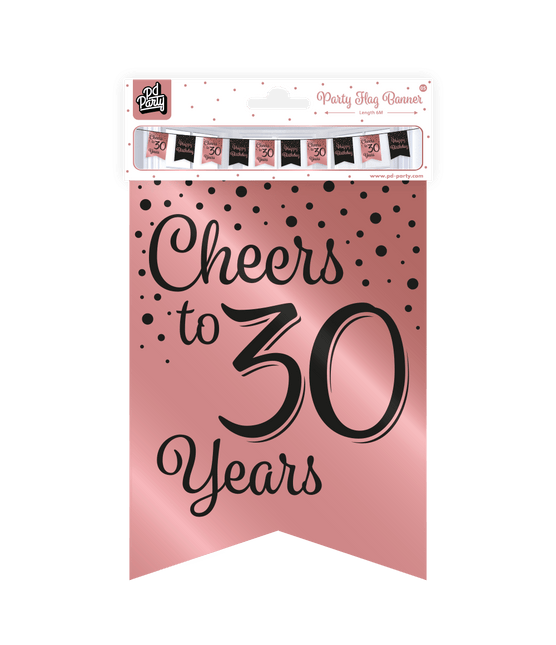 Slinger 30 Jaar Roze Zwart 6m van Paper Dreams koop je bij Partywinkel