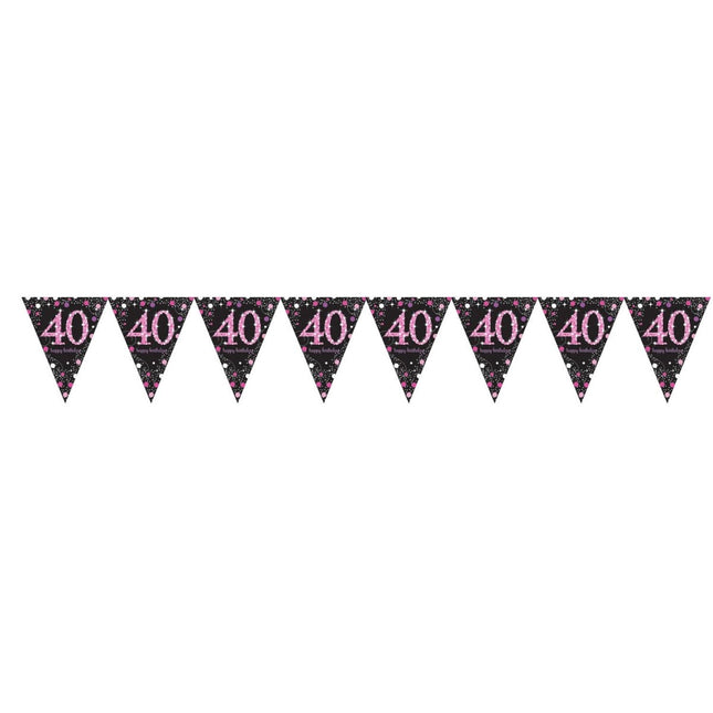 Slinger 40 Jaar Happy Birthday Roze 4m van Riethmueller koop je bij Partywinkel