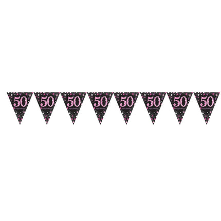Slinger 50 Jaar Happy Birthday Roze 4m van Riethmueller koop je bij Partywinkel