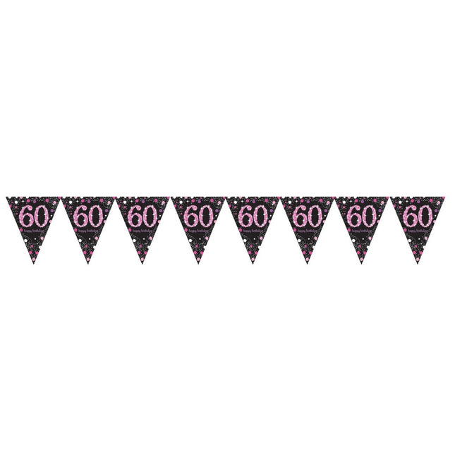 Slinger 60 Jaar Happy Birthday Roze 4m van Riethmueller koop je bij Partywinkel