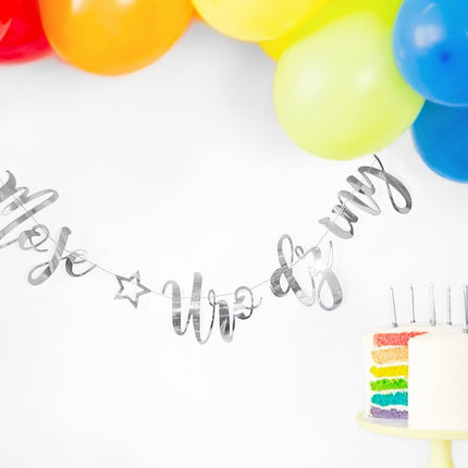 Slinger Moje Urodziny Zilver 90cm van Partydeco koop je bij Partywinkel