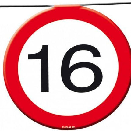 Slingers 16 Jaar Verkeersbord 12m van Folat koop je bij Partywinkel
