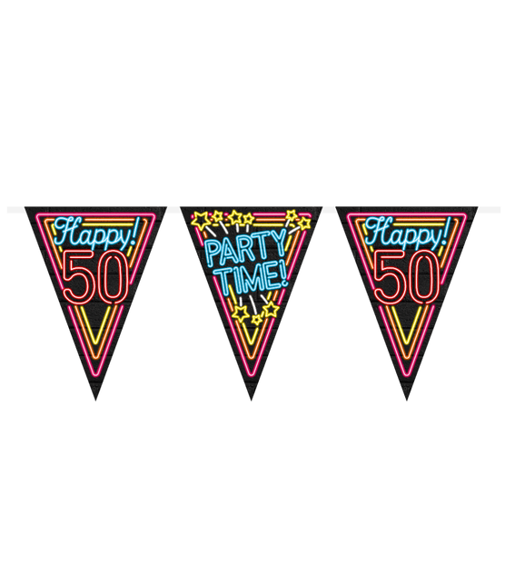 Slingers 50 Jaar Neon 10m van Paper Dreams koop je bij Partywinkel