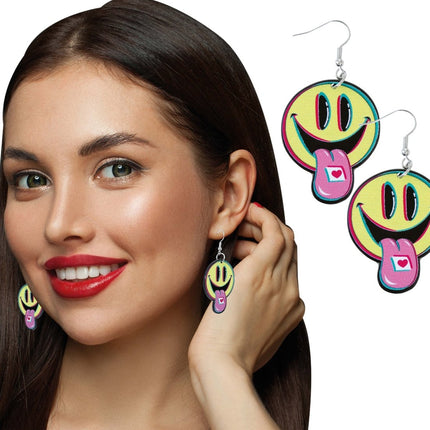 Smiley Oorbellen 2st van Fiestas Guirca koop je bij Partywinkel