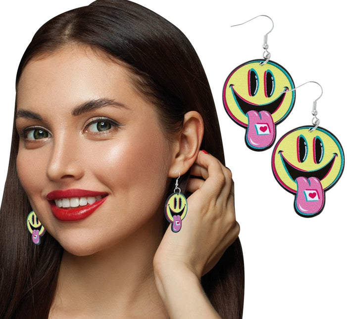 Smiley Oorbellen 2st van Fiestas Guirca koop je bij Partywinkel