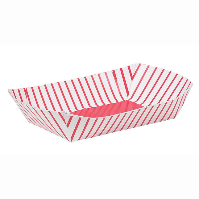 SnackBakje Rood Gestreept 23,5cm 4st van Unique koop je bij Partywinkel