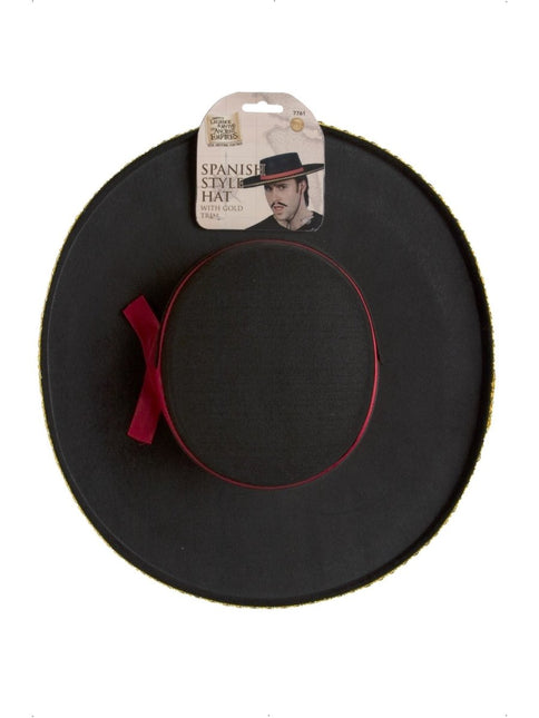 Spaanse Hoed Zwart Met Koord van Smiffys koop je bij Partywinkel