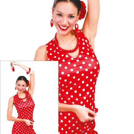 Spaanse Jurk Flamenco Rood van Fiestas Guirca koop je bij Partywinkel