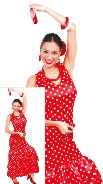 Spaanse Jurk Flamenco Rood van Fiestas Guirca koop je bij Partywinkel
