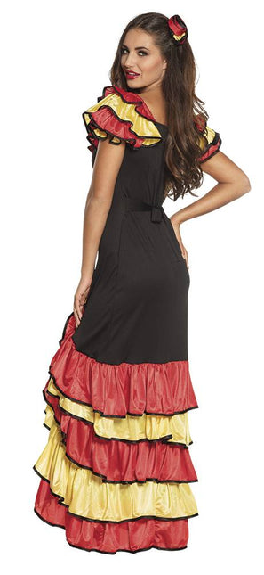 Spaanse Jurk Flamenco Rood Geel van Boland koop je bij Partywinkel