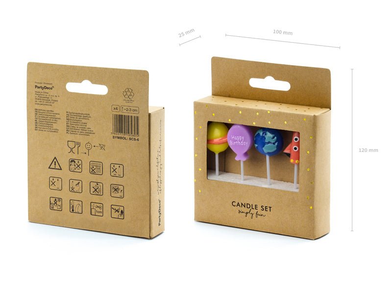 Space Kaarsen 3cm 4st van Partydeco koop je bij Partywinkel