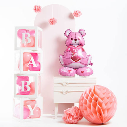 Staande Folieballon Beer 'It's a Girl' Roze - 61 cm van Folat koop je bij Partywinkel