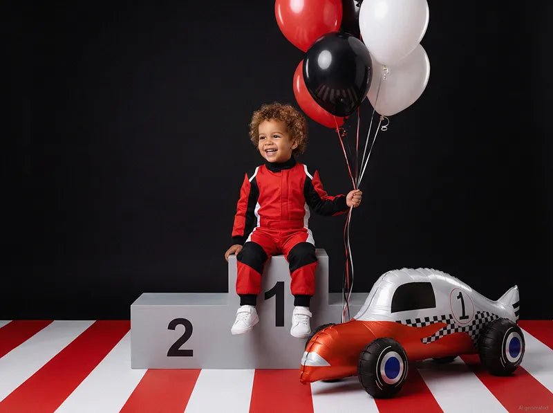 Staande folieballon Raceauto, 90x34 cm, mix van Partydeco koop je bij Partywinkel
