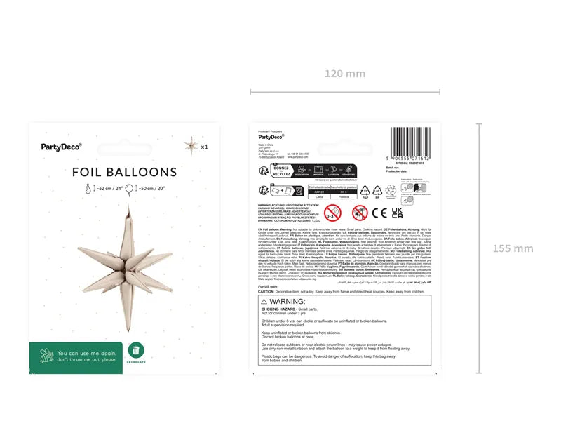 Ster Ballon Beige 50cm van Partydeco koop je bij Partywinkel