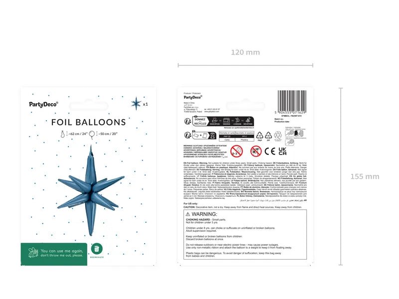 Ster Ballon Donkerblauw 50cm van Partydeco koop je bij Partywinkel