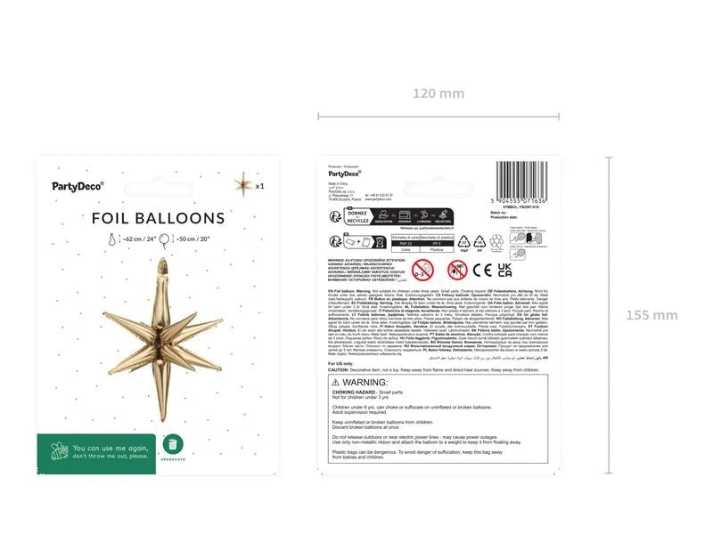 Ster Ballon Goud 50cm van Partydeco koop je bij Partywinkel