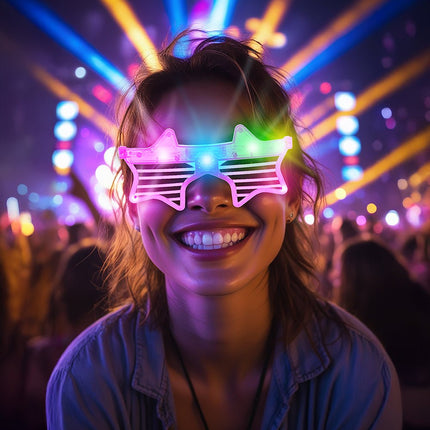 Ster Bril Roze Met Licht van Fiestas Guirca koop je bij Partywinkel
