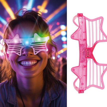 Ster Bril Roze Met Licht van Fiestas Guirca koop je bij Partywinkel