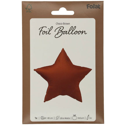 Ster Helium Ballon Chocolade Bruin Leeg 45cm van Folat koop je bij Partywinkel