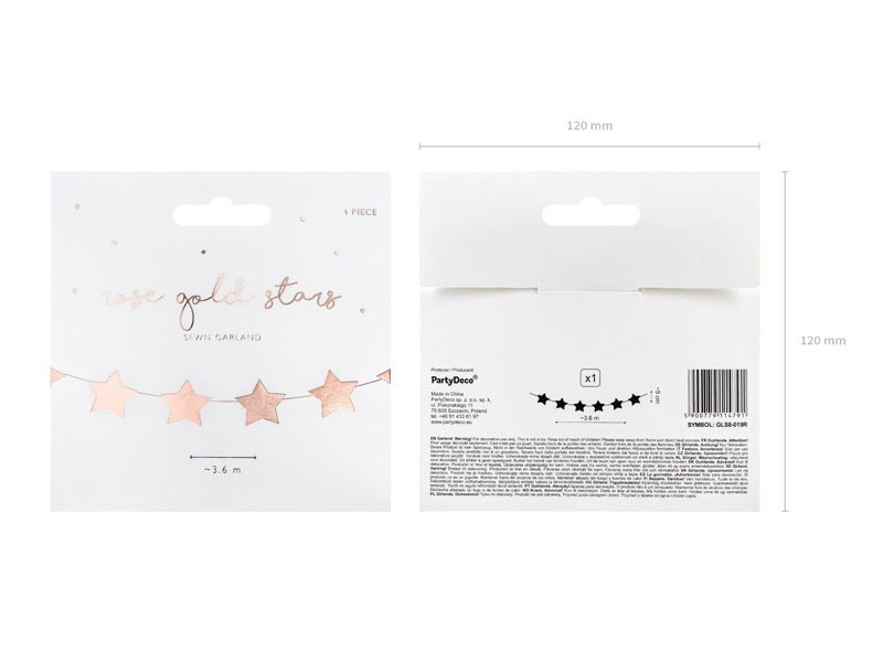 Sterren Slinger Rose Goud 3,6m van Partydeco koop je bij Partywinkel