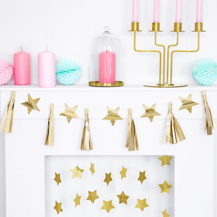 Sterren Tassel Slinger Goud 1,3m van Partydeco koop je bij Partywinkel