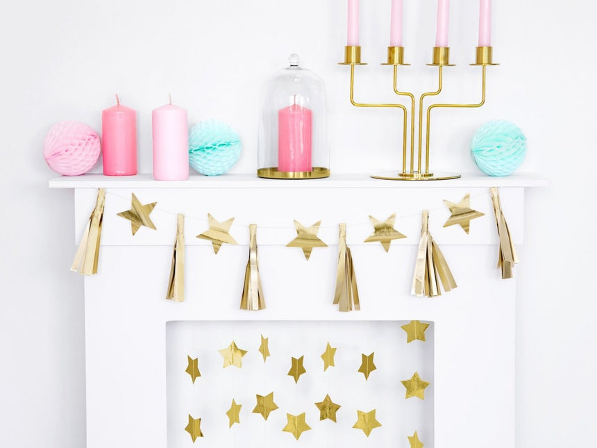 Sterren Tassel Slinger Goud 1,3m van Partydeco koop je bij Partywinkel