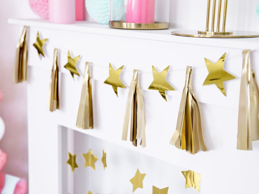 Sterren Tassel Slinger Goud 1,3m van Partydeco koop je bij Partywinkel
