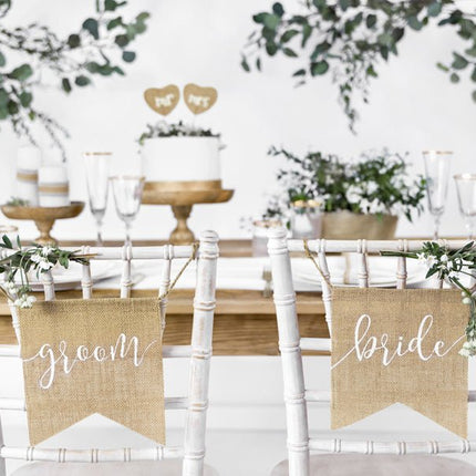 Stoeldecoratie Bride Groom 2st van Partydeco koop je bij Partywinkel