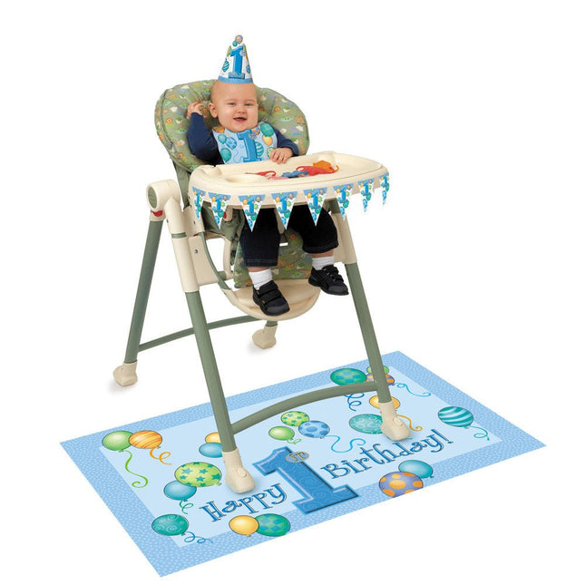 Stoeldecoratie Eerste Verjaardag Blauw 34,3cm van Unique koop je bij Partywinkel