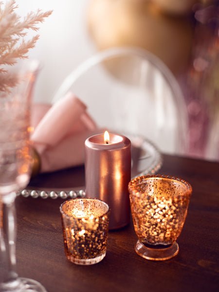Stompkaars Rose Goud Metallic 12cm 6st van Partydeco koop je bij Partywinkel