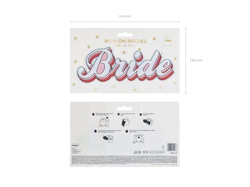 Strijk Embleem Bride 22cm van Partydeco koop je bij Partywinkel
