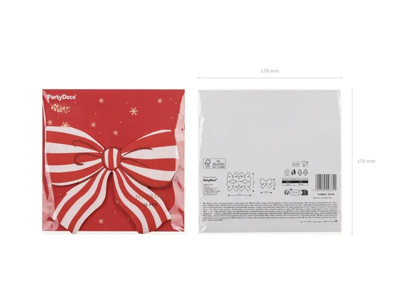 Strik Servetten Rood Wit 16cm 12st van Partydeco koop je bij Partywinkel