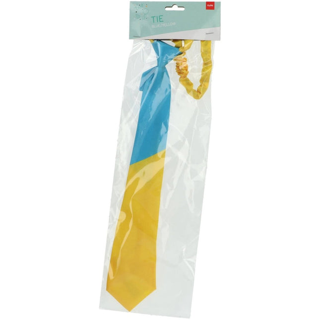 Stropdas Colorblock Blauw/Geel van Folat koop je bij Partywinkel