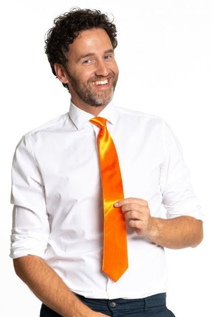 Stropdas Neon Oranje 50cm van Partychimp koop je bij Partywinkel