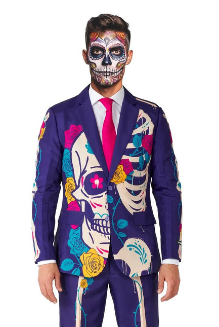Sugar Skull Kostuum Heren Paars 3-delig van OppoSuits koop je bij Partywinkel