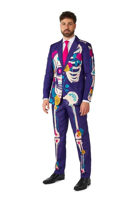 Sugar Skull Kostuum Heren Paars 3-delig van OppoSuits koop je bij Partywinkel