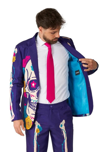 Sugar Skull Kostuum Heren Paars 3-delig van OppoSuits koop je bij Partywinkel