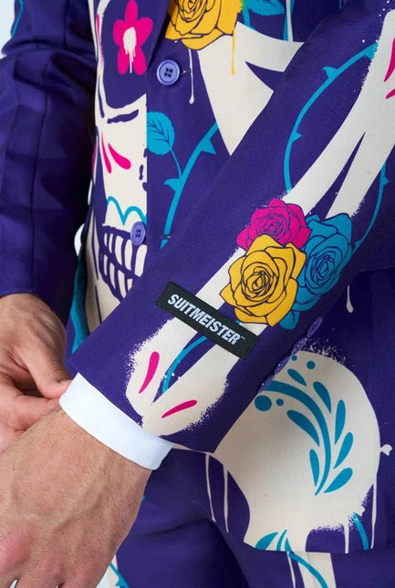 Sugar Skull Kostuum Heren Paars 3-delig van OppoSuits koop je bij Partywinkel