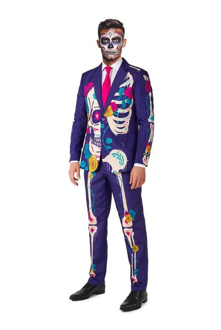 Sugar Skull Kostuum Heren Paars 3-delig van OppoSuits koop je bij Partywinkel
