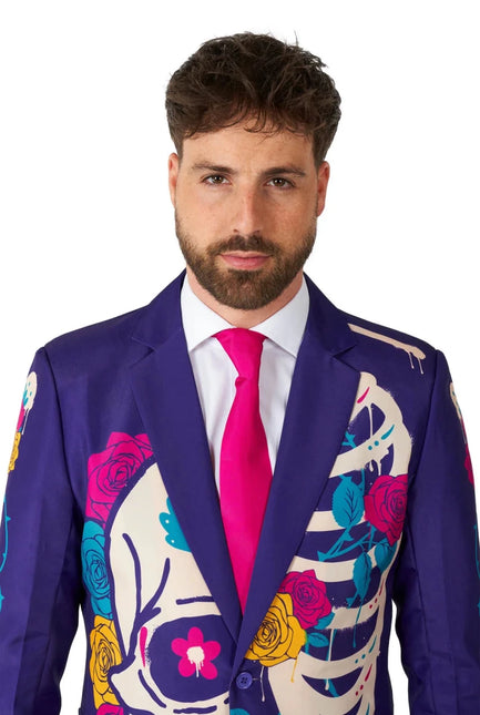Sugar Skull Kostuum Heren Paars 3-delig van OppoSuits koop je bij Partywinkel