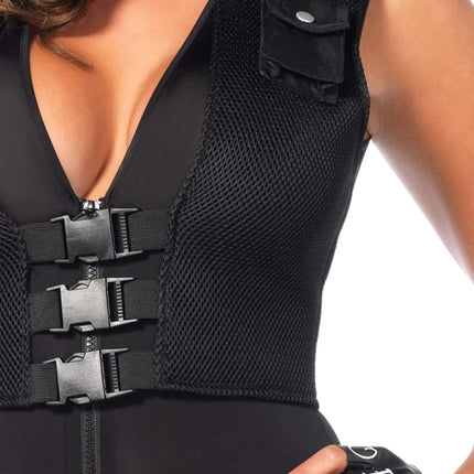 Swat Catsuit Zwart Dames Leg Avenue van Leg Avenue koop je bij Partywinkel
