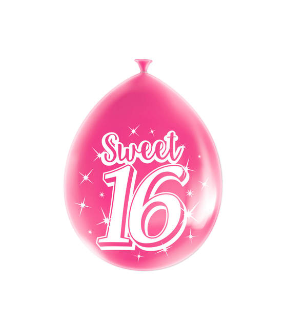 Sweet 16 Ballonnen 16 Jaar Roze 30cm 8st van Paper Dreams koop je bij Partywinkel