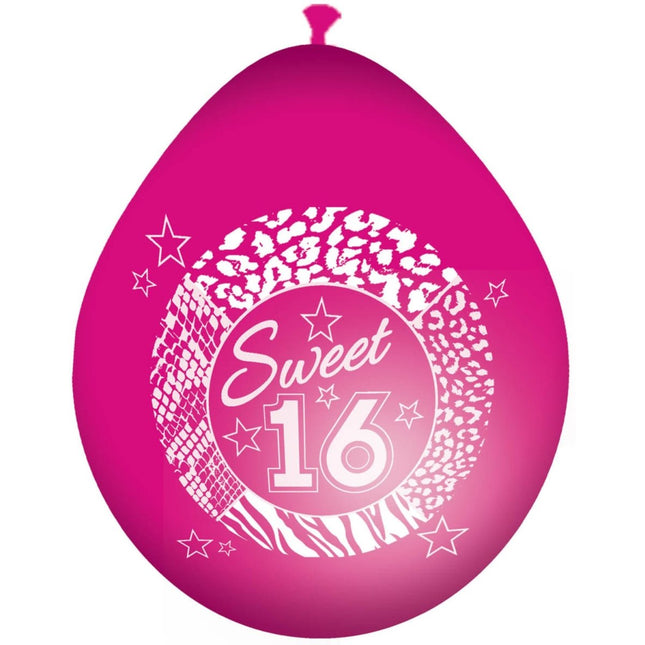Sweet 16 Ballonnen Roze 30cm 8st van Folat koop je bij Partywinkel